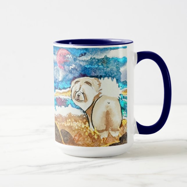 RESTING BEACH FACE cream chow  Mug (Right)