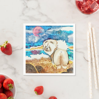 RESTING BEACH FACE cream chow  Napkins