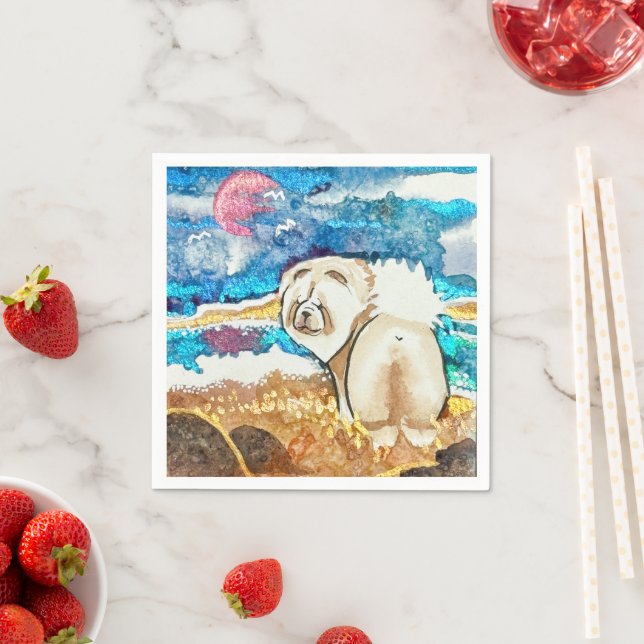 RESTING BEACH FACE cream chow  Napkins (Insitu)