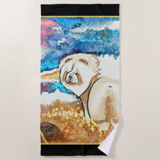 RESTING BEACH FACE cream chow Towel