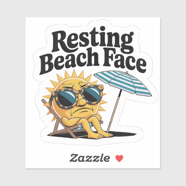 Resting Beach Face Funny Summer Vacation Sticker (Sheet)