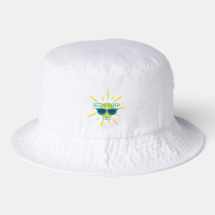 Resting Beach Face Funny Sun with Sunglasses Bucket Hat