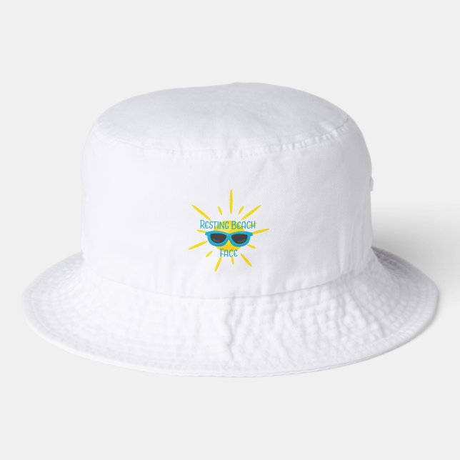 Resting Beach Face Funny Sun with Sunglasses Bucket Hat (Front)