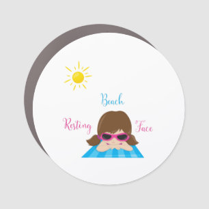 Resting Beach Face Girl Sunglasses Sunshine  Car Magnet