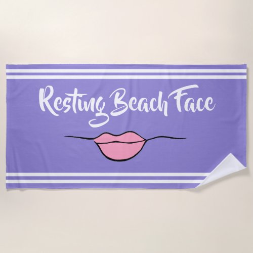Resting Beach Face Lips Lavender Beach Towel