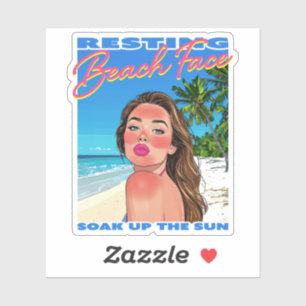 Resting Beach Face Poster Girl Sticker