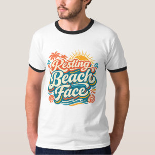 Resting Beach Face Retro Summer Coastal Vibes T-Shirt