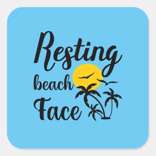 Resting beach face square sticker