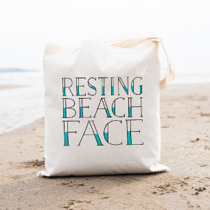 Resting Beach Face Summer Typography Tote Bag
