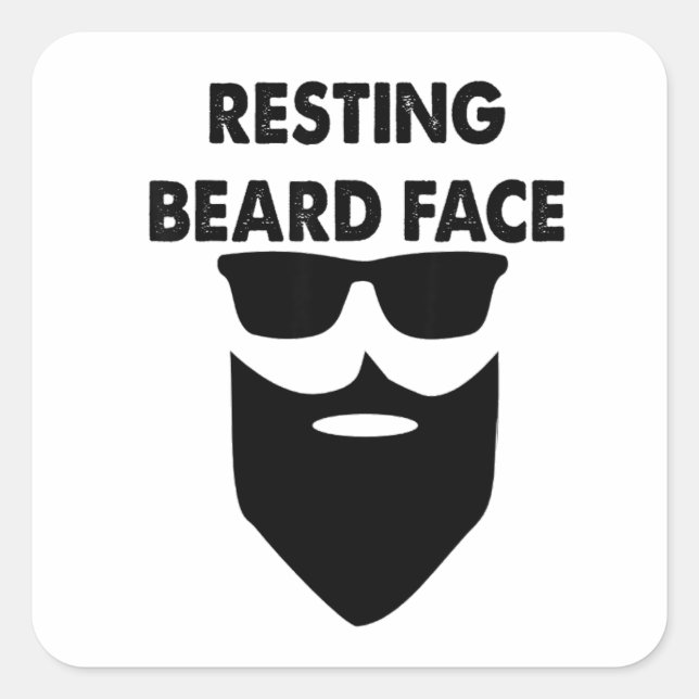 Resting Beard Face Funny Beard Square Sticker (Front)