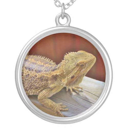 Resting Bearded Dragon 2 Silver Plated Necklace