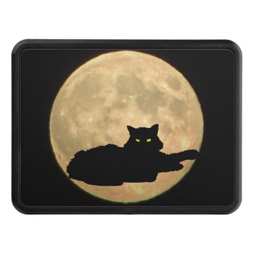 Resting Black Cat and Moon Trailer Hitch Cover