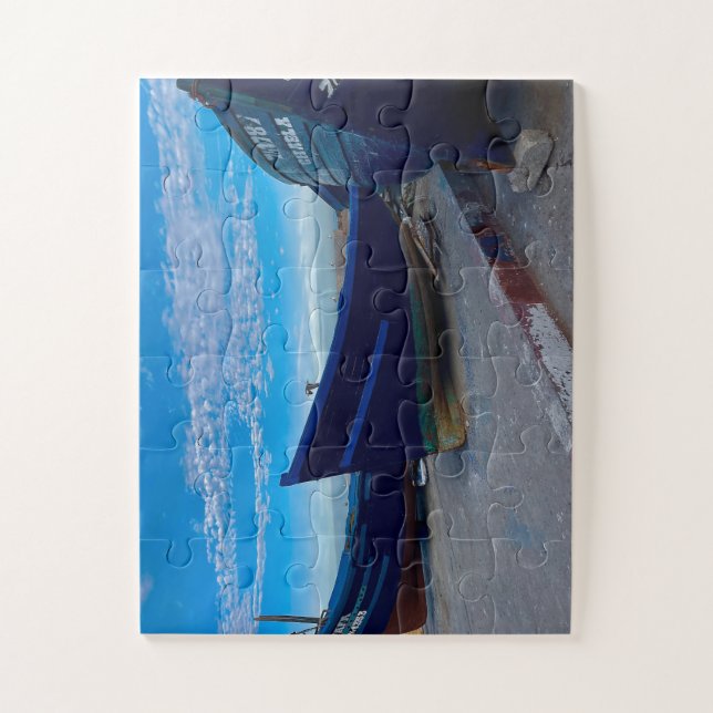 Resting Blue Boats on Essaouira Shore Jigsaw Puzzle (Vertical)