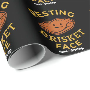 Resting Brisket Face Funny BBQ Smoking Pitmaster  Wrapping Paper