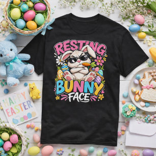 Resting Bunny Face Funny Easter Rabbit Sunglasses T-Shirt