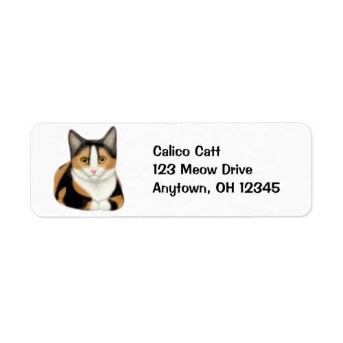 Resting Calico Cat Label