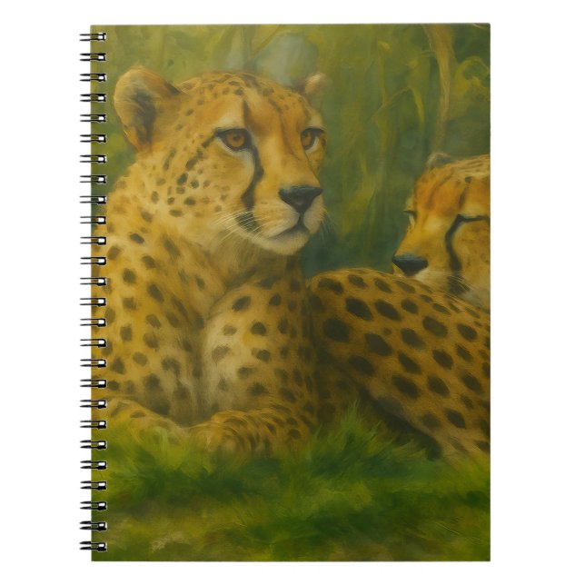 Resting Cheetah Duo in Forest Setting Notebook (Front)