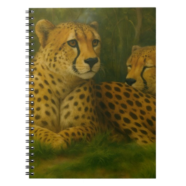 Resting Cheetah Duo in Forest Setting Notebook (Front)
