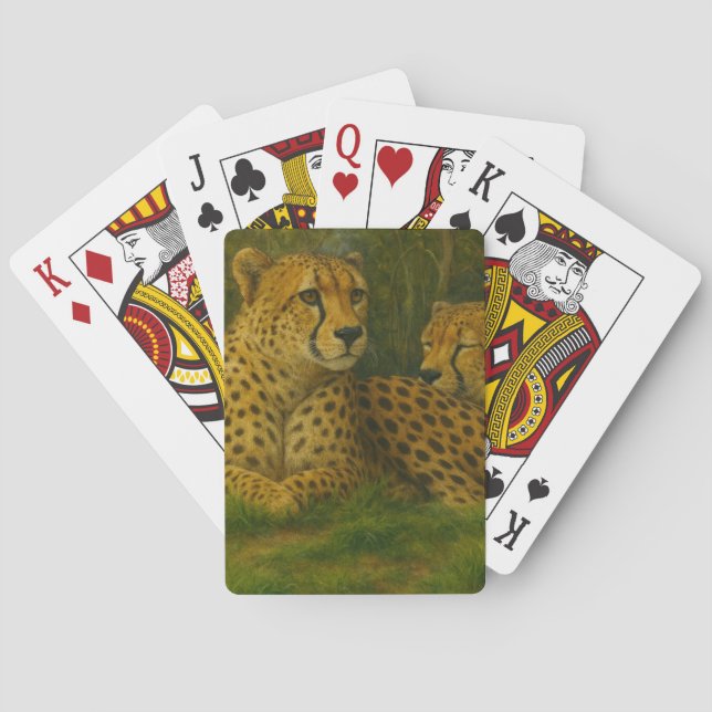 Resting Cheetah Duo in Forest Setting Poker Cards (Back)