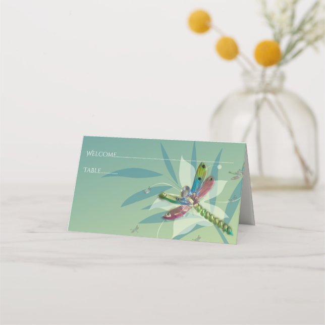 Resting Dragonfly Reception Place Card (Front)