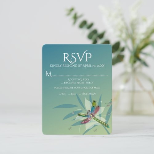 Resting Dragonfly Wedding RSVP Card