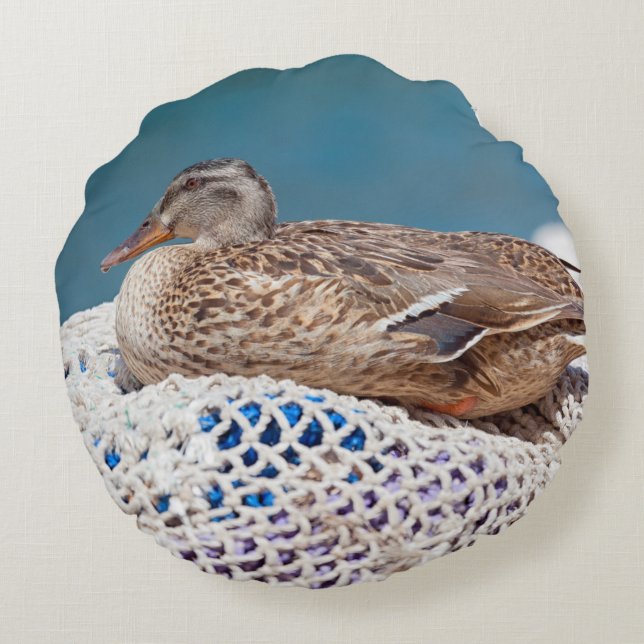 Resting Duck Round Pillow (Back)