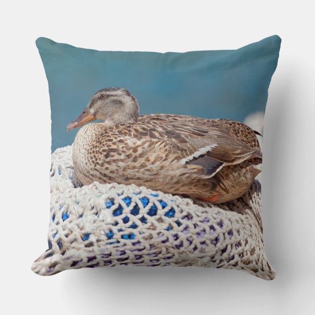 Resting Duck Throw Pillow (Front)