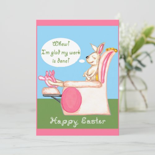 Resting Easter Bunny Happy Easter Fabric Font Card