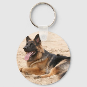 Resting German Shepherd Dog Keychain