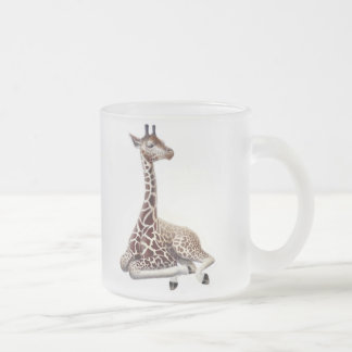 Resting Giraffe Frosted Glass Mug
