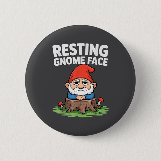 Resting Gnome Face Cute Funny Christmas Kawaii Car Button (Front)