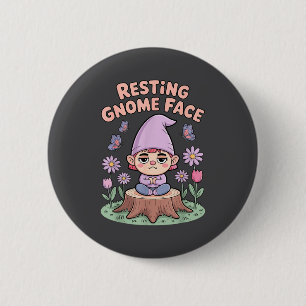 Resting Gnome Face Cute Funny Christmas Kawaii Car Button