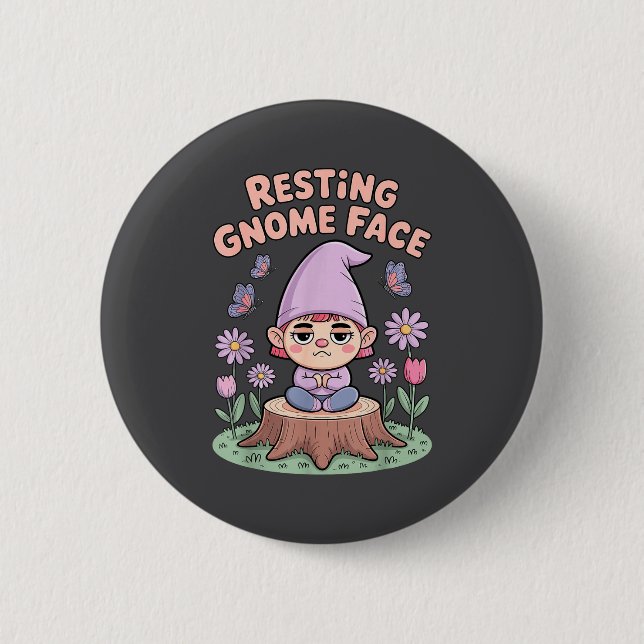 Resting Gnome Face Cute Funny Christmas Kawaii Car Button (Front)