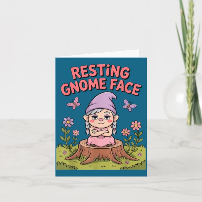 Resting Gnome Face Cute Funny Christmas Kawaii Car Card (Front)