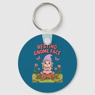 Resting Gnome Face Cute Funny Christmas Kawaii Car Keychain
