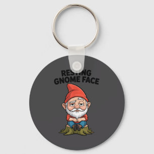 Resting Gnome Face Cute Funny Christmas Kawaii Car Keychain