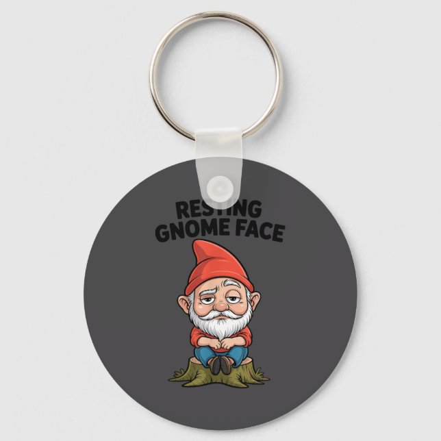 Resting Gnome Face Cute Funny Christmas Kawaii Car Keychain (Front)