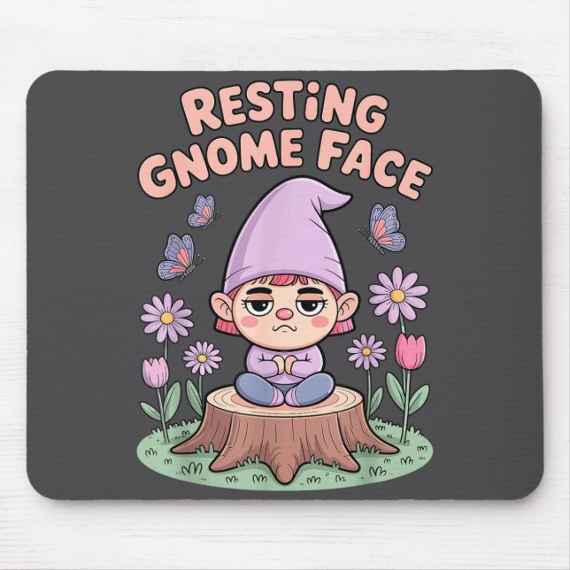 Resting Gnome Face Cute Funny Christmas Kawaii Car Mouse Pad (Front)