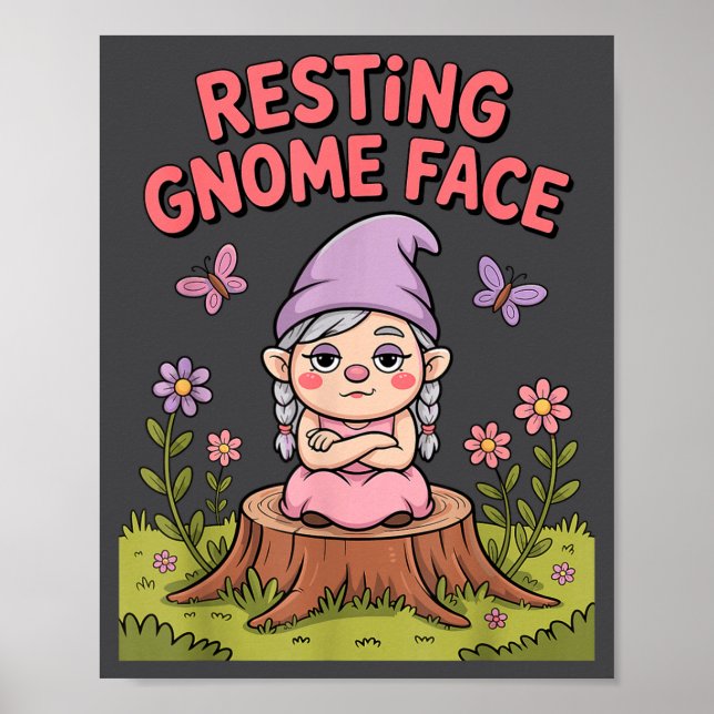 Resting Gnome Face Cute Funny Christmas Kawaii Car Poster (Front)