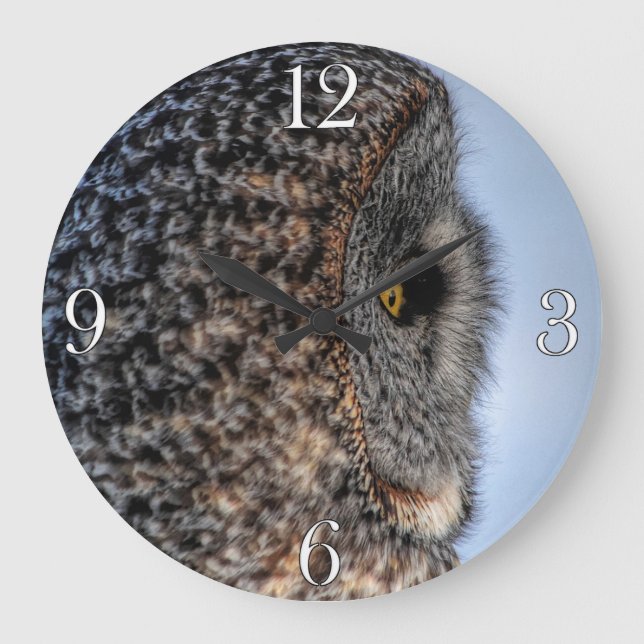 Resting Great Grey Owl Wildlife Photo Portrait Large Clock (Front)