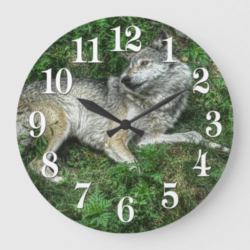 Resting Grey Wolf 2 Wildlife Clock