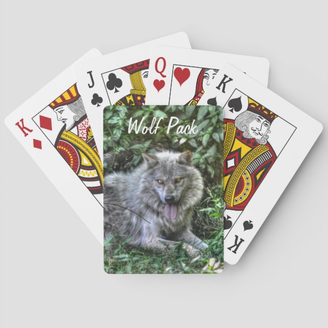 Resting Grey Wolf 3 Wildlife Gift Poker Cards (Back)
