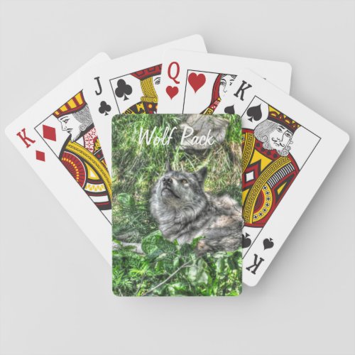 Resting Grey Wolf 4 Wildlife Gift Playing Cards