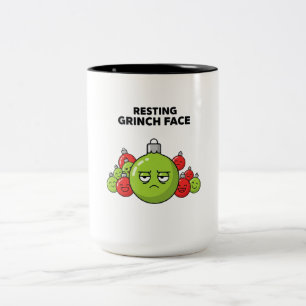 Resting Grinch Face Christmas Ornament Two-Tone Coffee Mug