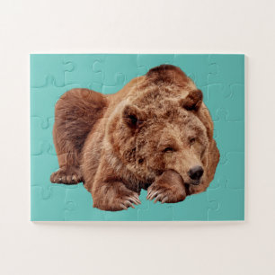 RESTING GRIZZLY BEAR SLEEPING JIGSAW PUZZLE