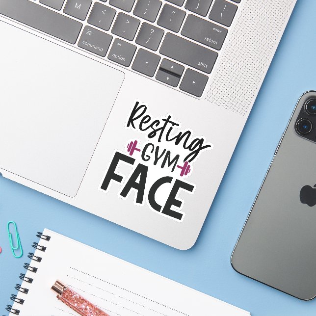 Resting Gym Face Sticker (Laptop w/ iPhone)