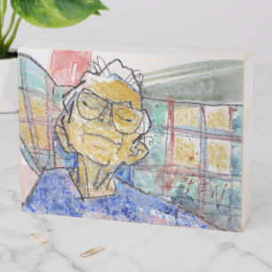Resting Her Eyes Painting / Artist Larry Lerew Wooden Box Sign