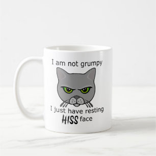 Resting Hiss Face Gray Cat - Benefits PACR Coffee Mug