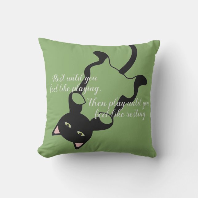 Resting Kitten with Quote Outdoor Pillow (Front)