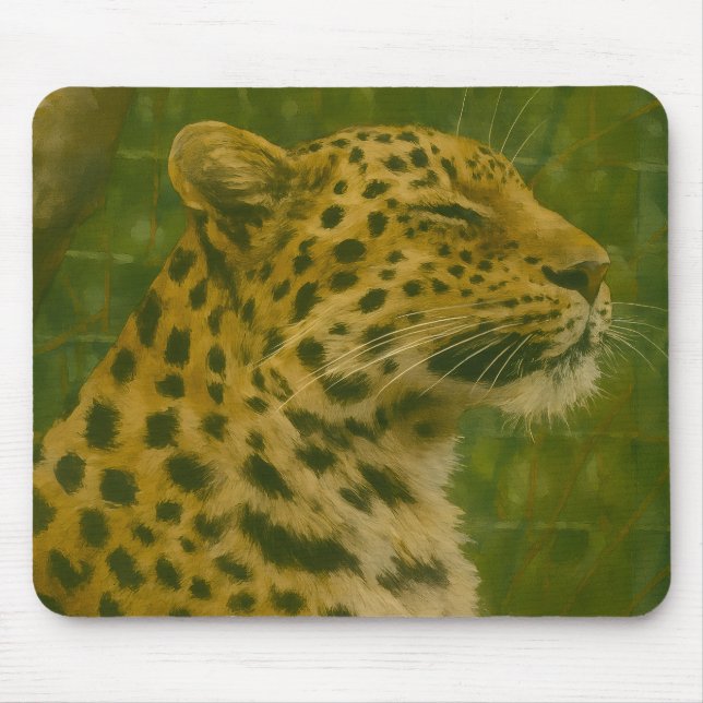 Resting Leopard in Sanctuary Setting Mouse Pad (Front)